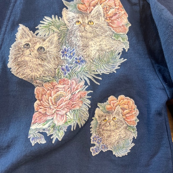 Vintage cotton cat lady sweatshirt cardigans size L/XL Made in the USA. - Picture 4 of 8